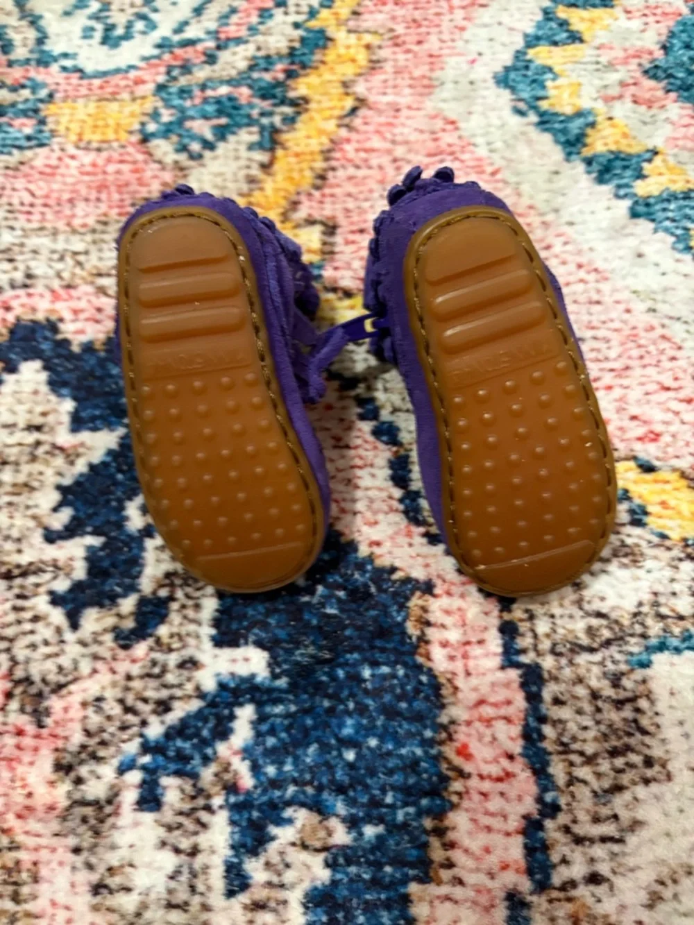 Minnetonka Purple Fringe Moccasin Booties for baby